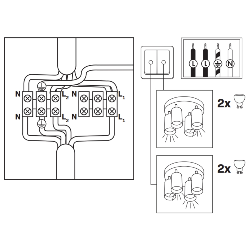 LED RGBW Stmievateľné kúpeľňové bodové svietidlo TURYN 4xGU10/6W/230V 3000K IP44 čierne + diaľkové ovládanie