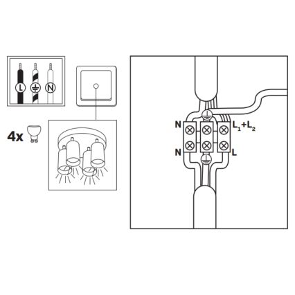 LED RGBW Stmievateľné kúpeľňové bodové svietidlo TURYN 4xGU10/6W/230V 3000K IP44 čierne + diaľkové ovládanie