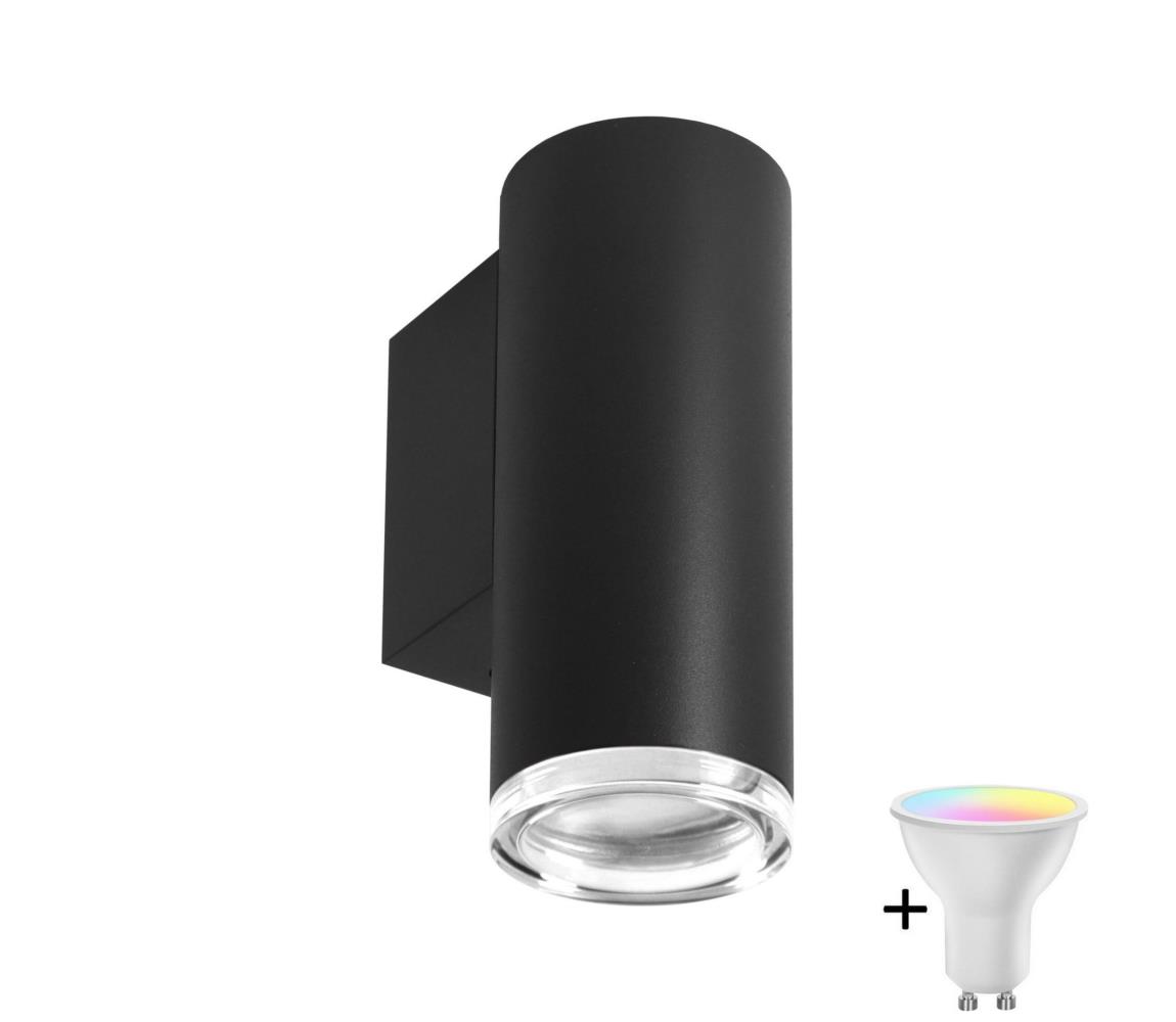 LED RGBW Stmievateľné kúpeľňové nástenné svietidlo TURYN 1xGU10/4,8W/230V IP44 čierne SA1886+AI2382