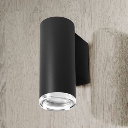 LED RGBW stlmiteľné kúpeľňové nástenné svietidlo TURYN 1xGU10/4,8W/230V 3000K IP44 čierne + diaľkové ovládanie
