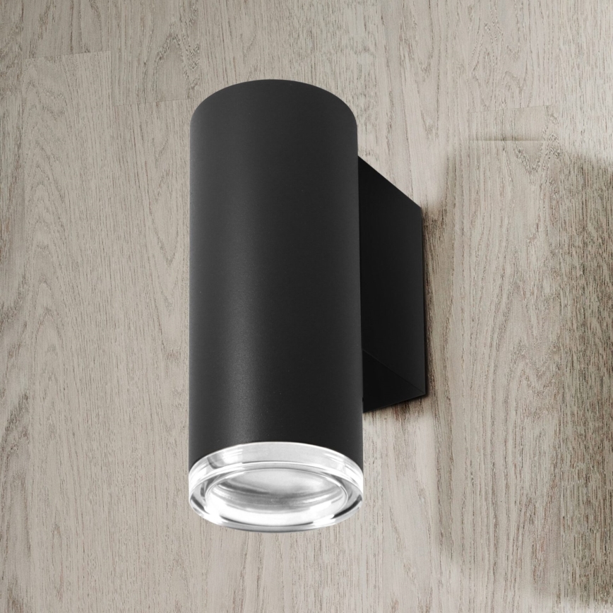 LED RGBW stlmiteľné kúpeľňové nástenné svietidlo TURYN 1xGU10/4,8W/230V 3000K IP44 čierne + diaľkové ovládanie