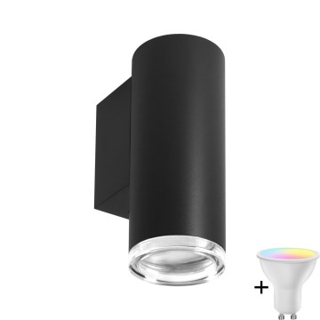LED RGBW Stmievateľné kúpeľňové nástenné svietidlo TURYN 1xGU10/6,5W/230V 2700-6500K Wi-Fi IP44 čierna