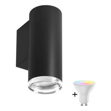 LED RGBW stmievateľné kúpeľňové nástenné svietidlo TURYN 1xGU10/6,5W/230V 2700-6500K Wi-Fi IP44 čierne