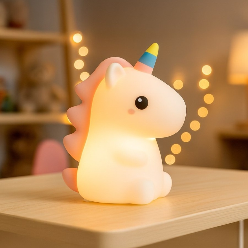LED RGBW Stmievateľné nabíjacie dotykové detské nočné svetlo UNICORN LED/1W/5V 1200 mAh