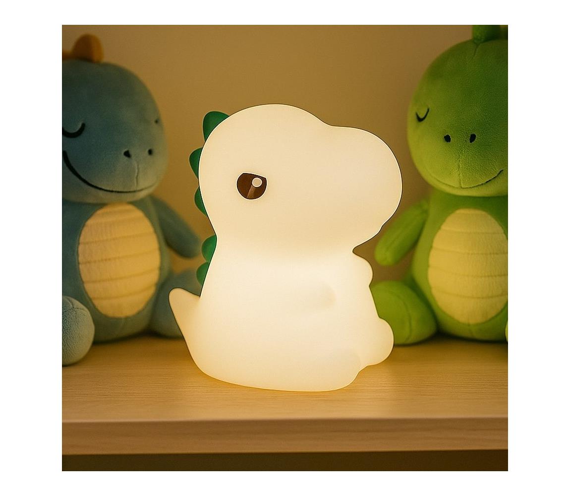 LED RGBW Stmievateľné nabíjateľné detské nočné svetlo DINO LED/1W/5V 1200 mAh ML2265