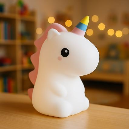 LED RGBW Stmievateľné nabíjacie dotykové detské nočné svetlo UNICORN LED/1W/5V 1200 mAh