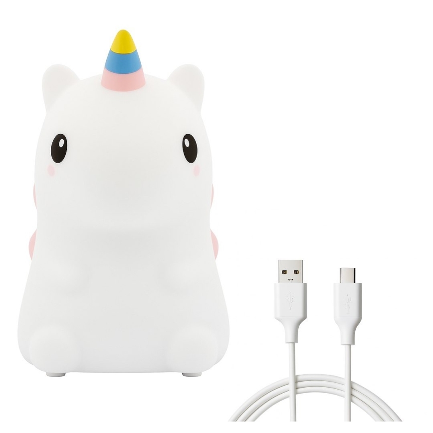 LED RGBW Stmievateľné nabíjacie dotykové detské nočné svetlo UNICORN LED/1W/5V 1200 mAh
