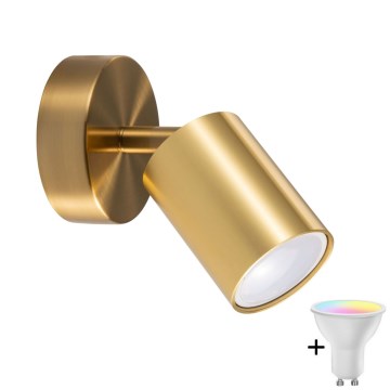 LED RGBW Stmievateľné nástenné bodové svietidlo GOLDIE 1xGU10/4,8W/230V 3000K zlaté + diaľkové ovládanie