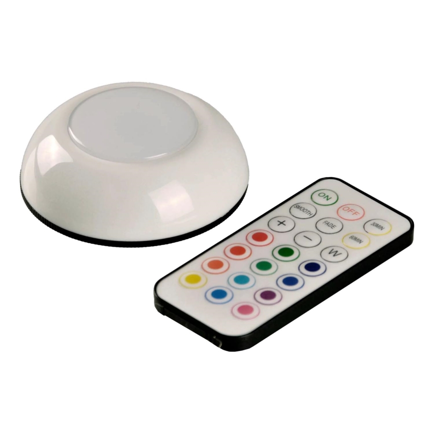 LED RGBW Stmievateľné osvetlenie nábytku LED/0,5W/4,5V 3xAAA biela + diaľkové ovládanie