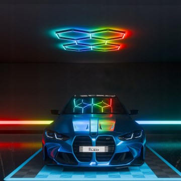 LED RGBW Stmievateľné stropné svietidlo HEXAGON LED/144W/85-265V 7000K 205x142 cm CRI 90 IP54 biela + diaľkové ovládanie