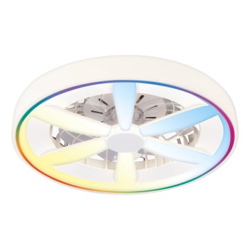 LED RGBW Stmievateľné stropné svietidlo s ventilátorom MALAWI LED/48W/230V 3000-6500K biela + diaľkové ovládanie