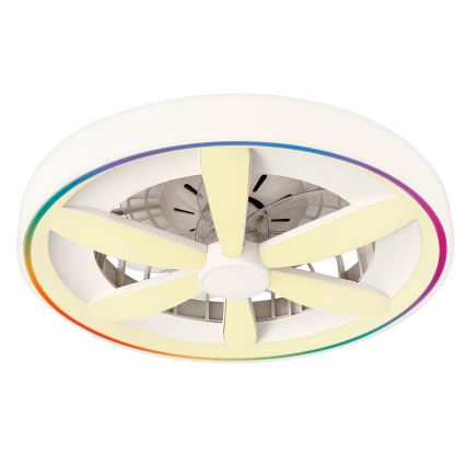 LED RGBW Stmievateľné stropné svietidlo s ventilátorom MALAWI LED/48W/230V 3000-6500K biela + diaľkové ovládanie