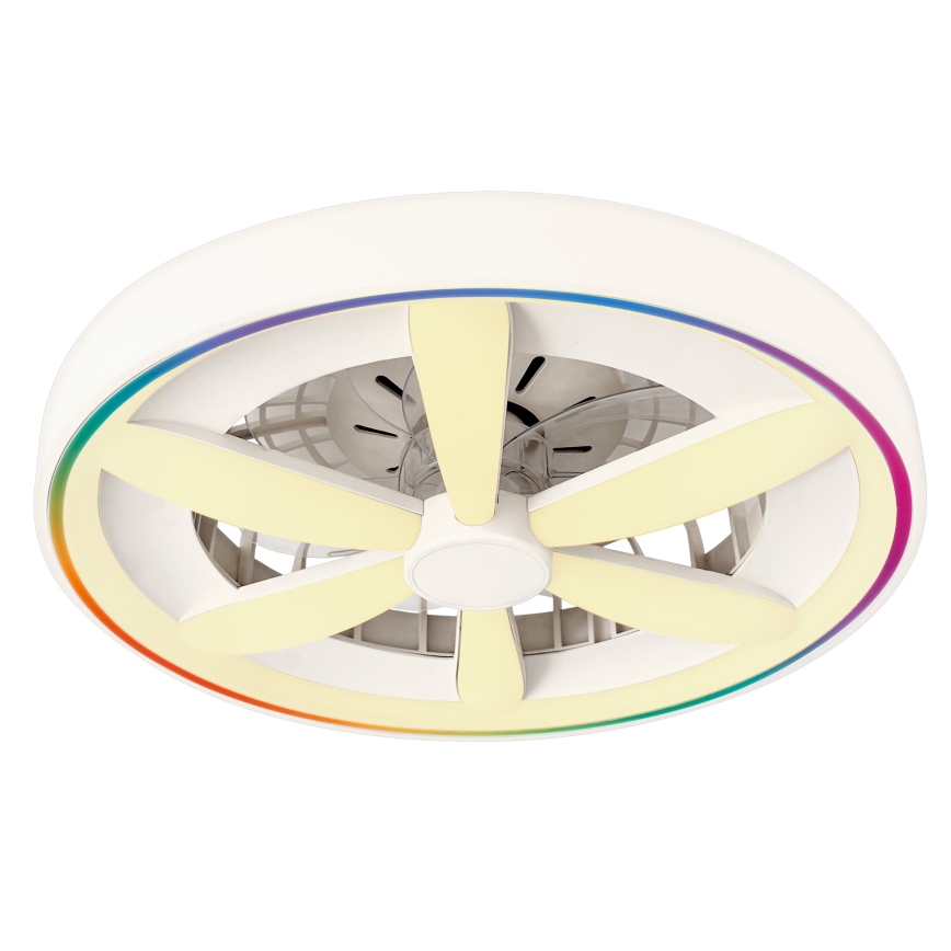 LED RGBW Stmievateľné stropné svietidlo s ventilátorom MALAWI LED/48W/230V 3000-6500K biela + diaľkové ovládanie