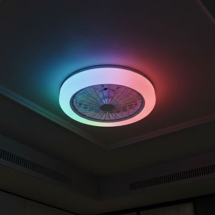 LED RGBW Stmievateľné stropné svietidlo s ventilátorom ZAMBIA LED/24W/230V 3000-6500K biela + diaľkové ovládanie