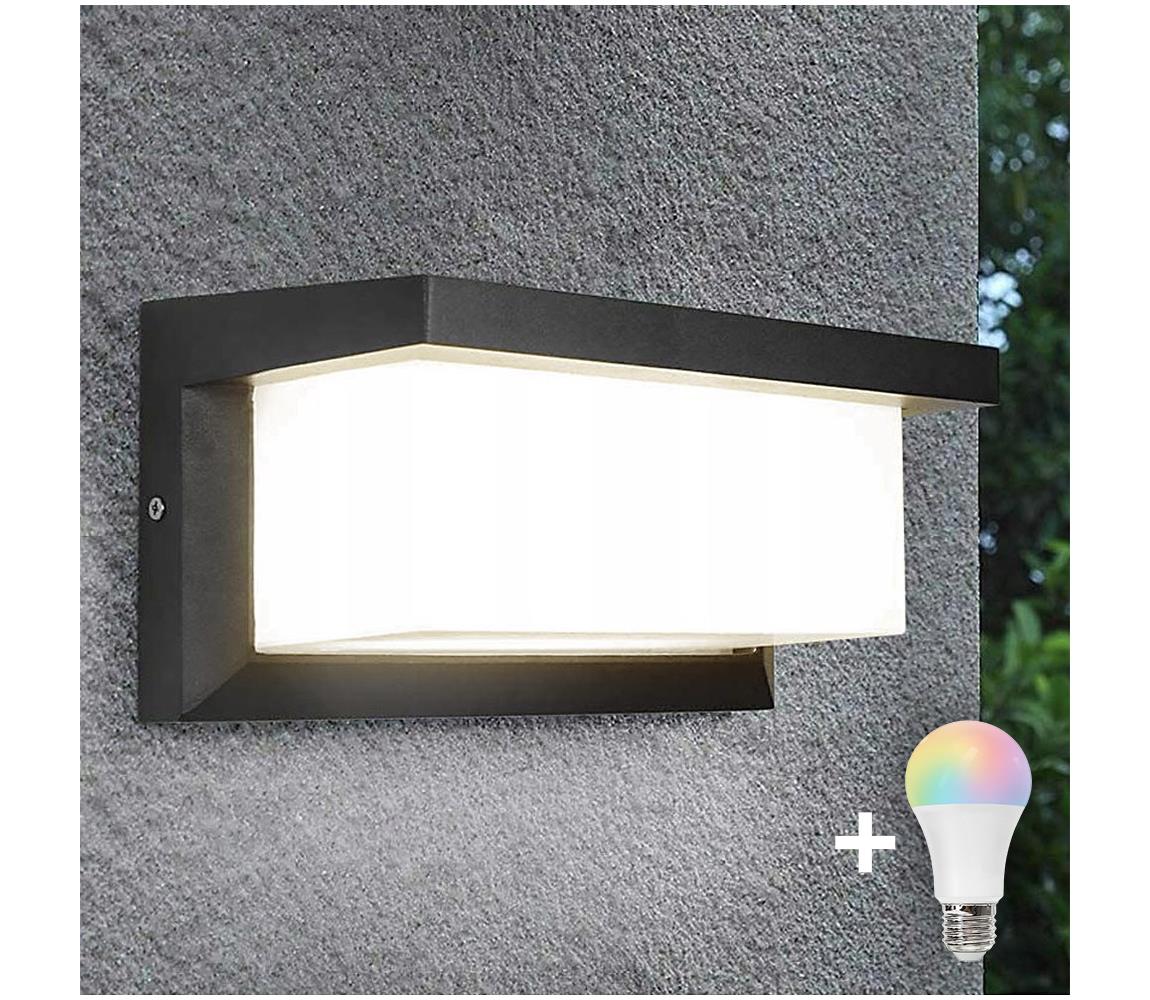 LED RGBW stmievateľné vonkajšie nástenné svietidlo NEELY 1xE27/9W/230V IP54 antracit BW0296+AI0819