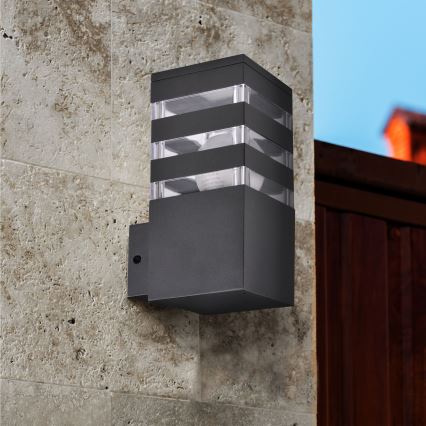 LED RGBW Stmievateľné vonkajšie nástenné svietidlo TEKSAS 1xE27/12W/230V 2700-6500K Wi-Fi IP44 antracit