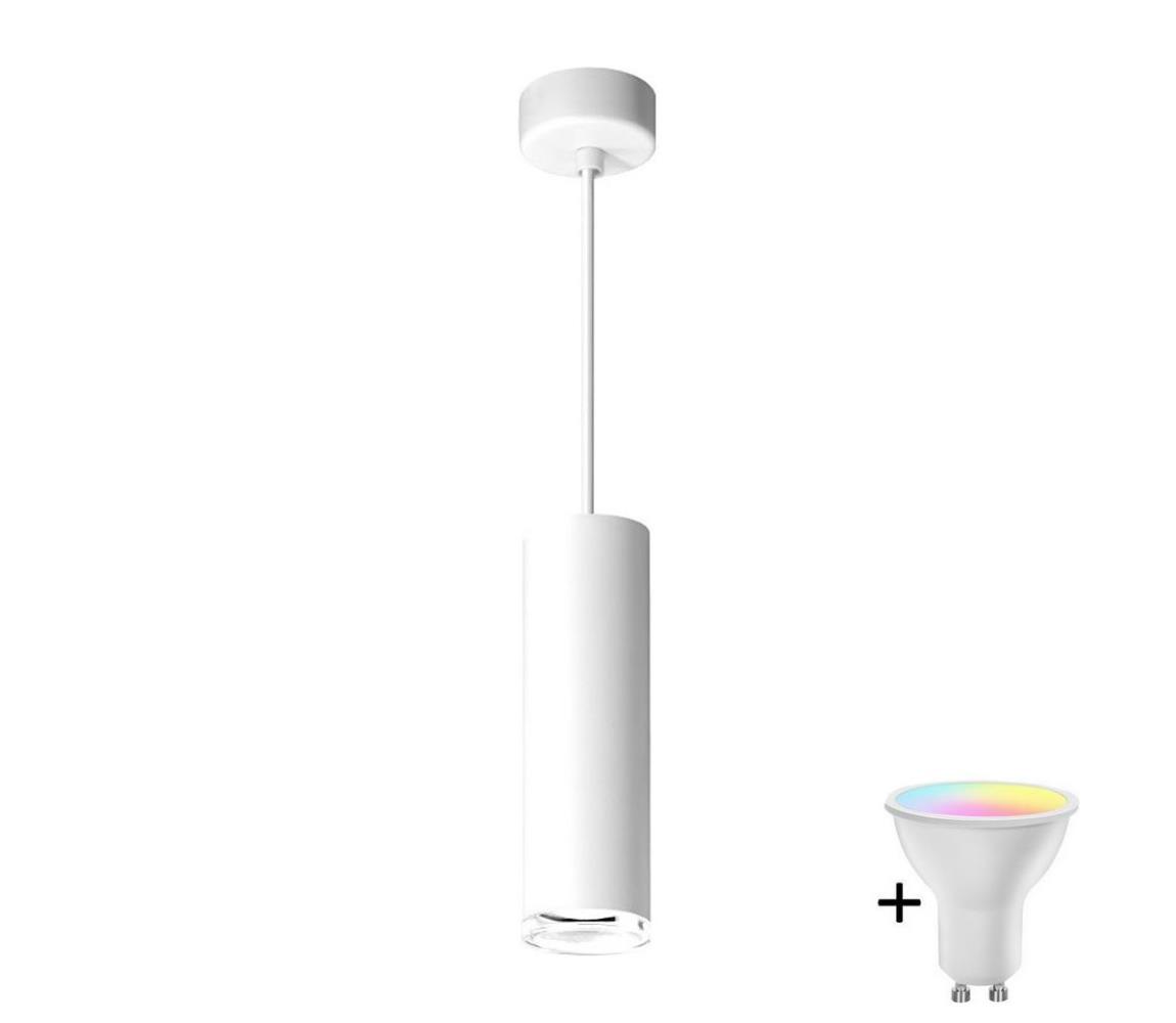 LED RGBW stmievateľný kúpeľňový luster na lanku TURYN 1xGU10/4,8W/230V IP44 biela SA1906+AI2382