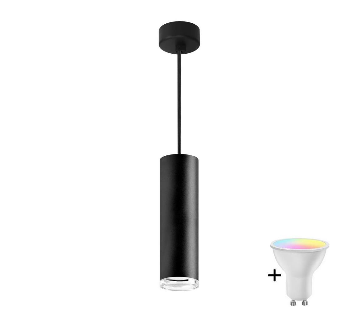 LED RGBW stmievateľný kúpeľňový luster na lanku TURYN 1xGU10/4,8W/230V IP44 čierna SA1912+AI2382