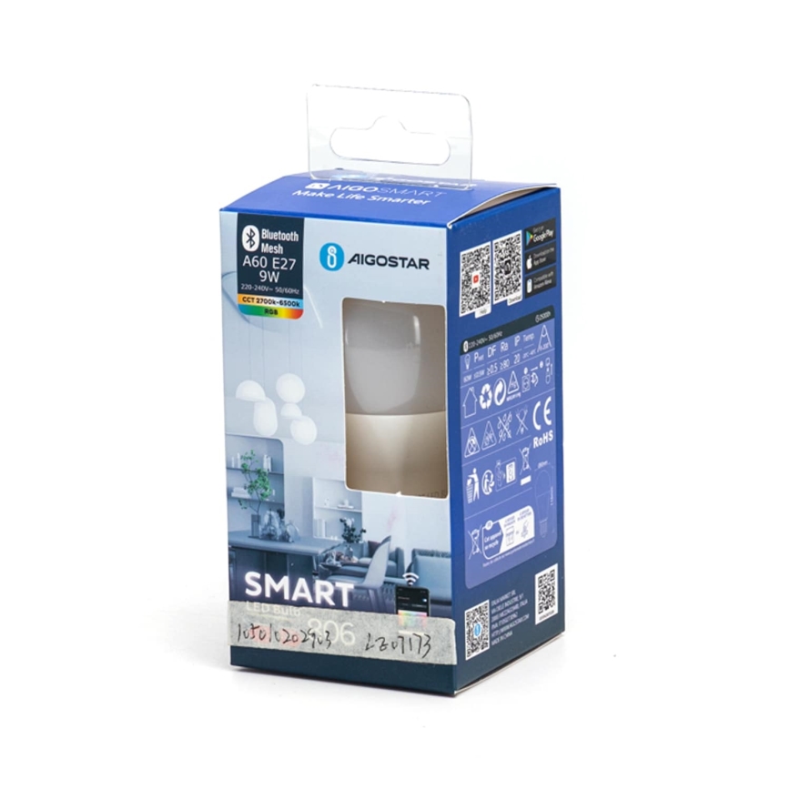 LED RGBW Stmievateľná žiarovka MESH Smart A60 E27/9W/230V 2700-6500K - Aigostar