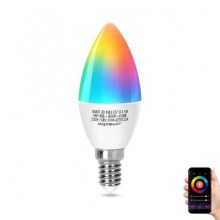 LED RGBW Žiarovka C37 E14/5W/230V 3000-6500K Wi-Fi - Aigostar