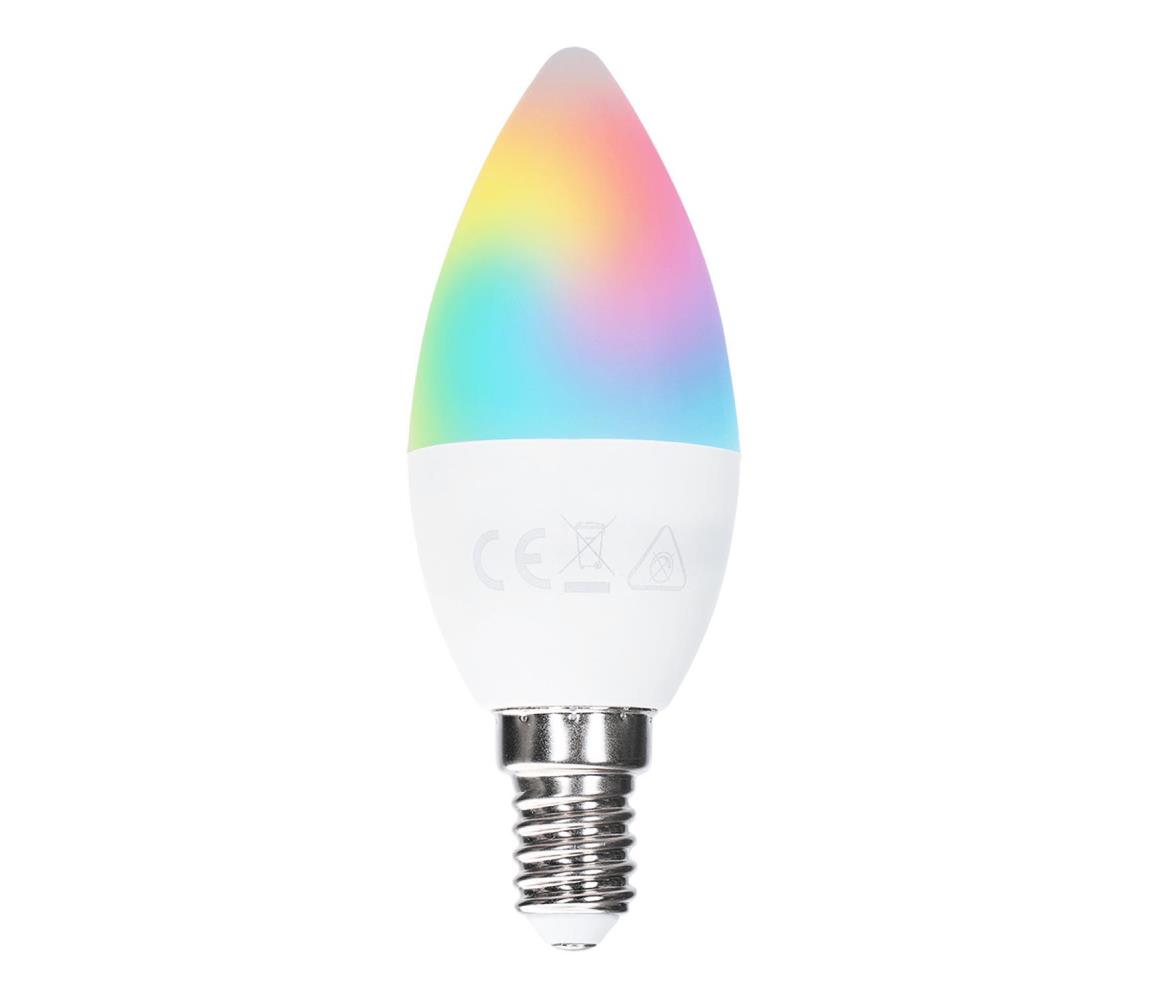 B.V. LED RGBW žiarovka C37, pätica E14, 4,8 W, 230 V, 3000 K, s diaľkovým ovládaním - B101054E8