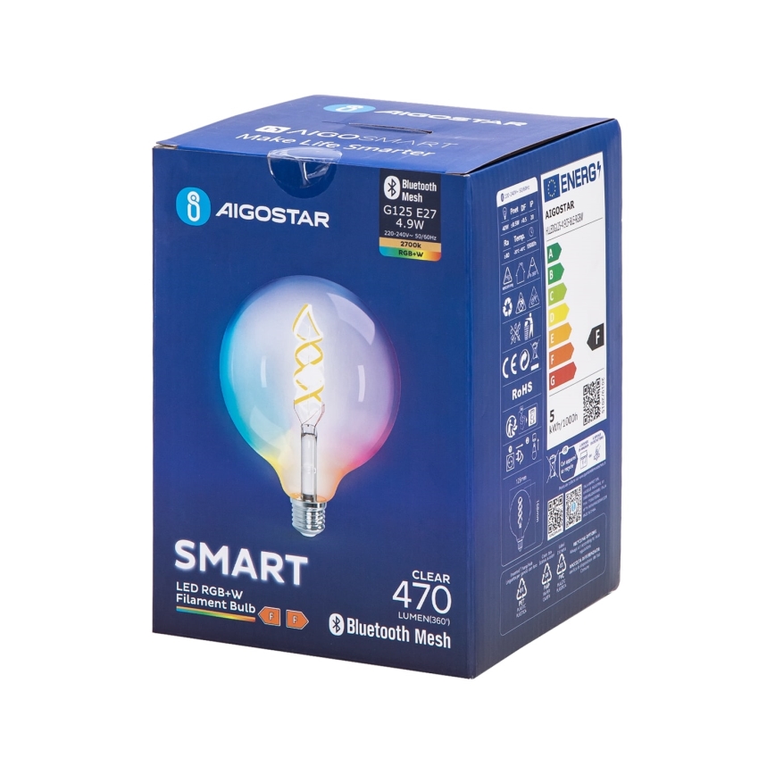 LED RGBW Stmievateľná žiarovka FILAMENT MESH Smart G125 E27/4,9W/230V 2700K - Aigostar