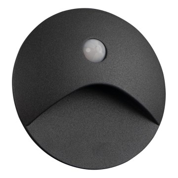 LED schodiskové svietidlo s pohybovým a súmrakovým senzorom EXIN LED/2,5W/230V 3000K IP65 antracitové okrúhle