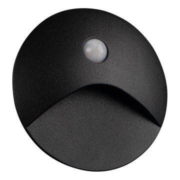 LED schodiskové svietidlo s pohybovým a súmrakovým senzorom EXIN LED/2,5W/230V 4000K IP65 čierne okrúhle