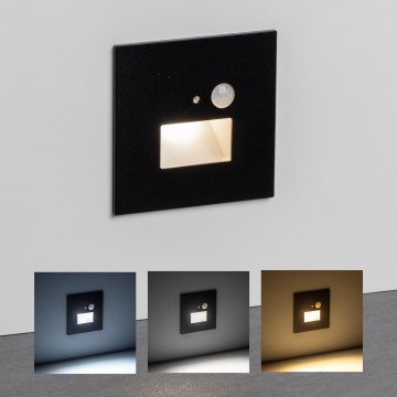 LED Schodiskové svietidlo s pohybovým a súmrakovým snímačom LED/1,5W/230V 3000/4000/6000K čierne