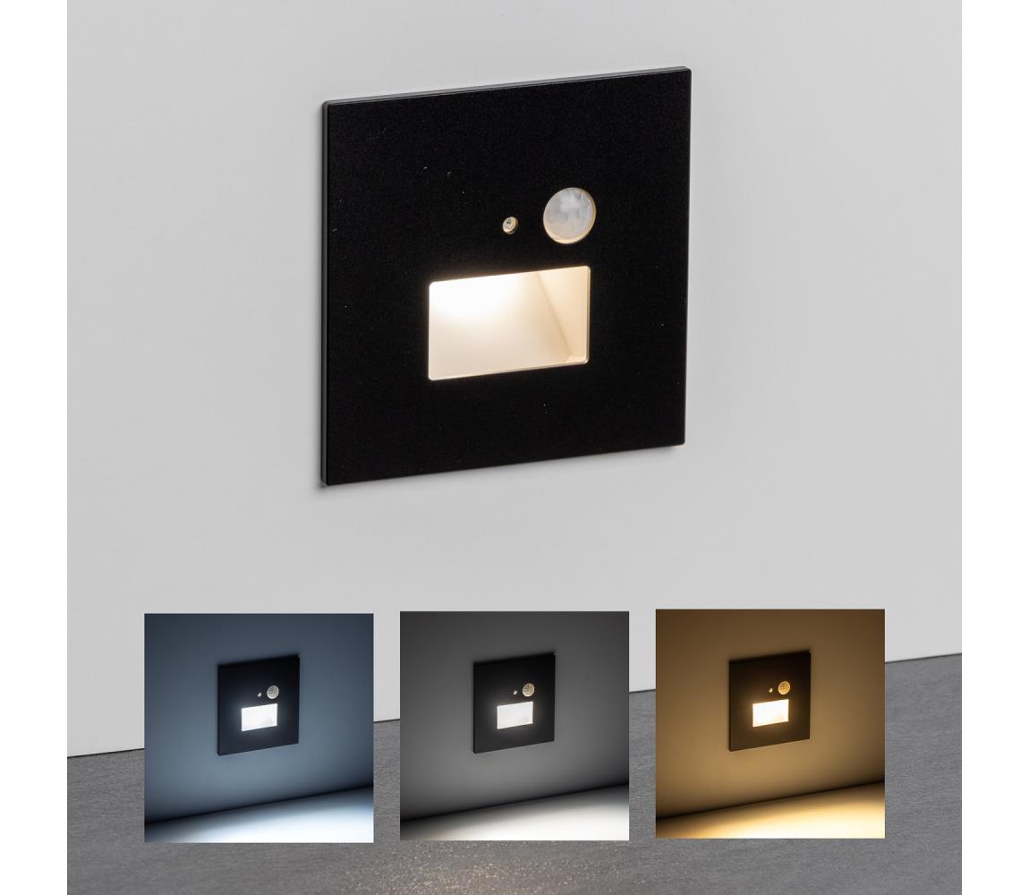 Greenlux LED schodiskové svietidlo s pohybovým senzorom LED/1,5W/230V 3000/4000/6000K čierne