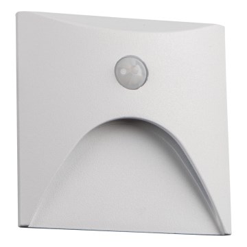 LED schodiskové svietidlo so snímačom pohybu a súmraku EXIN LED/2,5W/230V 4000K IP65 biele hranaté