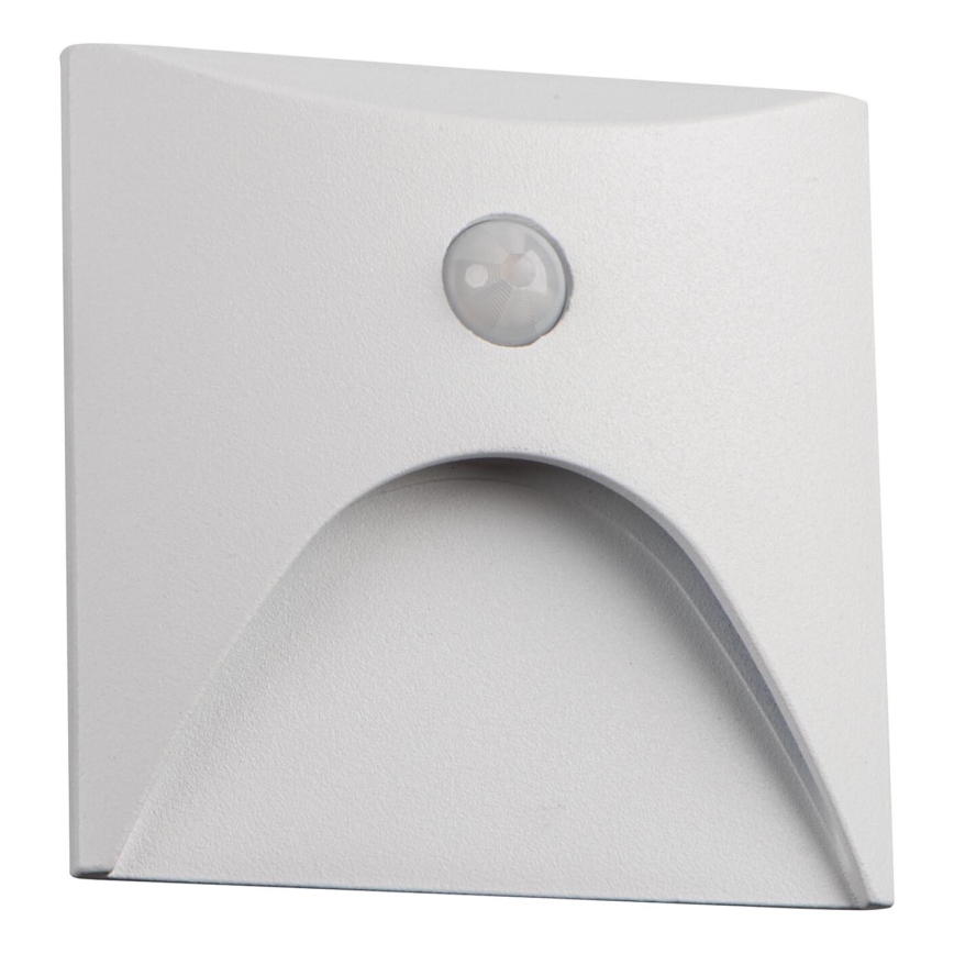 LED schodiskové svietidlo so snímačom pohybu a súmraku EXIN LED/2,5W/230V 4000K IP65 biele hranaté