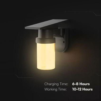 LED solárne nástenné svietidlo LED/3,7V 2700/3200/5000K IP54 1800 mAh čierna/dymová béžová + diaľkové ovládanie