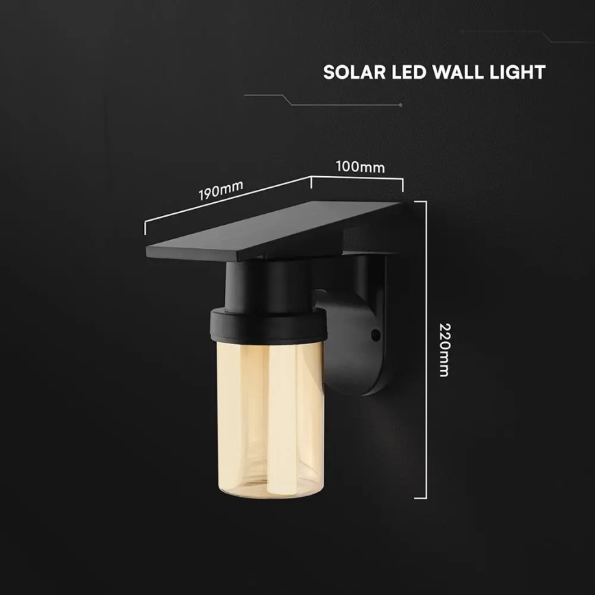 LED solárne nástenné svietidlo LED/3,7V 2700/3200/5000K IP54 1800 mAh čierna/dymová béžová + diaľkové ovládanie
