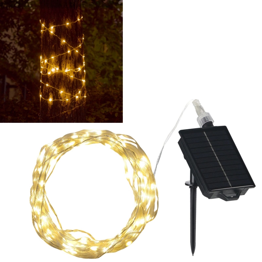LED solárna dekoračná reťaz LED/3,7V 1800 mAh 10 m IP44 + diaľkové ovládanie