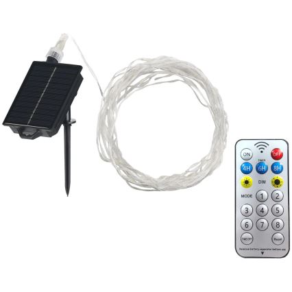 LED solárna dekoračná reťaz LED/3,7V 1800 mAh 10 m IP44 + diaľkové ovládanie