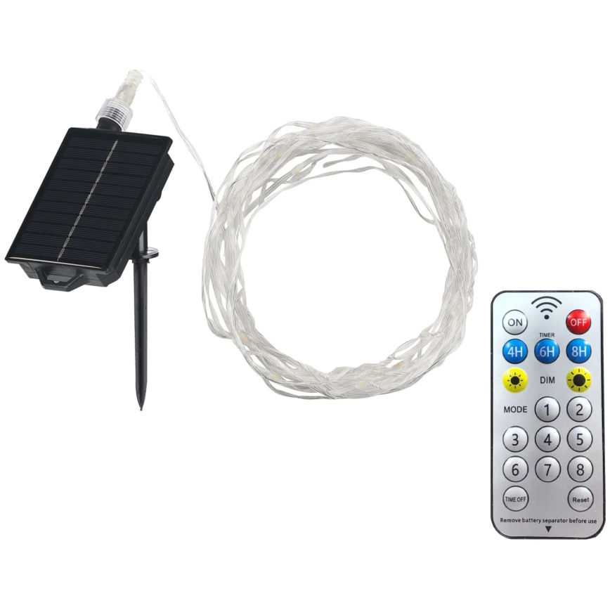 LED solárna dekoračná reťaz LED/3,7V 1800 mAh 10 m IP44 + diaľkové ovládanie