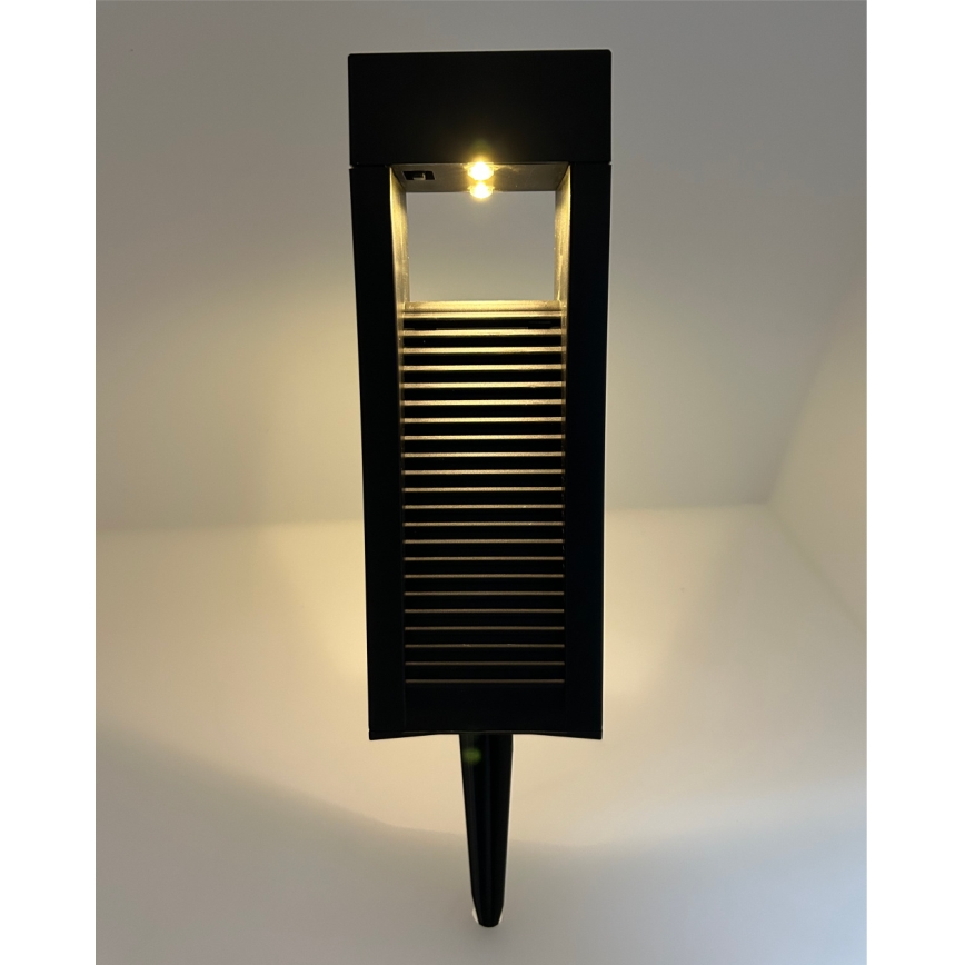 LED Solárna lampa 2xLED/1,2V 200 mAh IP44 čierna