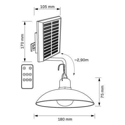 LED Solárna  lampa CELINA LED/1,8W/3,7V IP44 + diaľkové ovládanie