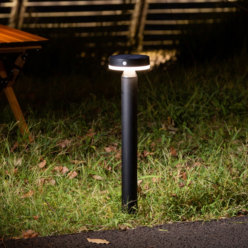 LED solárna lampa so senzorom GWINEA LED/4,5W/3,7V 2000 mAh 50 cm IP44 čierna