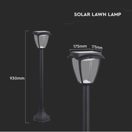 LED Solárna lampa LED/2W/230V 93 cm 3000/6000K IP65