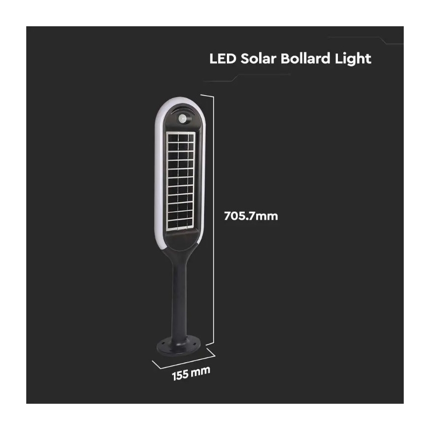 LED Solárna lampa so senzorom BOLLARD LED/5W/5,5V 70 cm 3000K IP65 2000 mAh