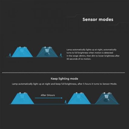 LED Solárna lampa so senzorom LED/15W/3,2V 4000K/6000K IP65