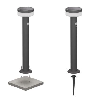 LED solárna lampa so senzorom LED/2W/3,7V 1200 mAh IP44 50 cm