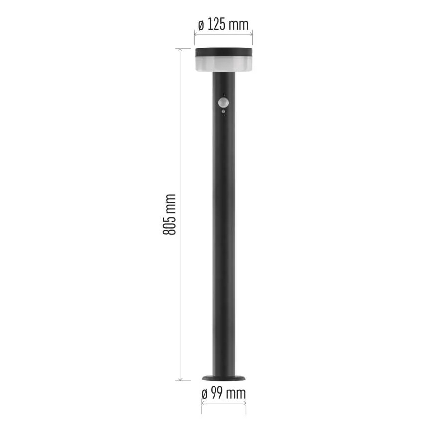 LED solárna lampa so senzorom LED/2W/3,7V 1200 mAh IP44 80 cm