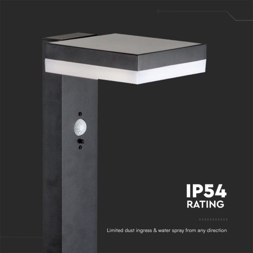 LED Solárna lampa so senzorom LED/2W/3,7V IP54 3000K 2200 mAh hranatý čierna