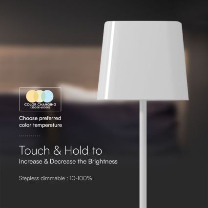 LED Solárna stmievateľná magnetická dotyková nabíjacia stolná lampa LED/5W/5V 3000-6000K 3600 mAh IP65 biela