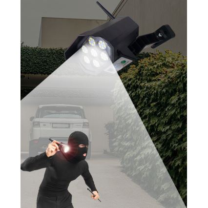 LED Solárna maketa bezpečnostnej kamery so senzorom LED/3,7V IP44 čierna + diaľkové ovládanie