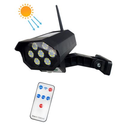 LED Solárna maketa bezpečnostnej kamery so senzorom LED/3,7V IP44 čierna + diaľkové ovládanie
