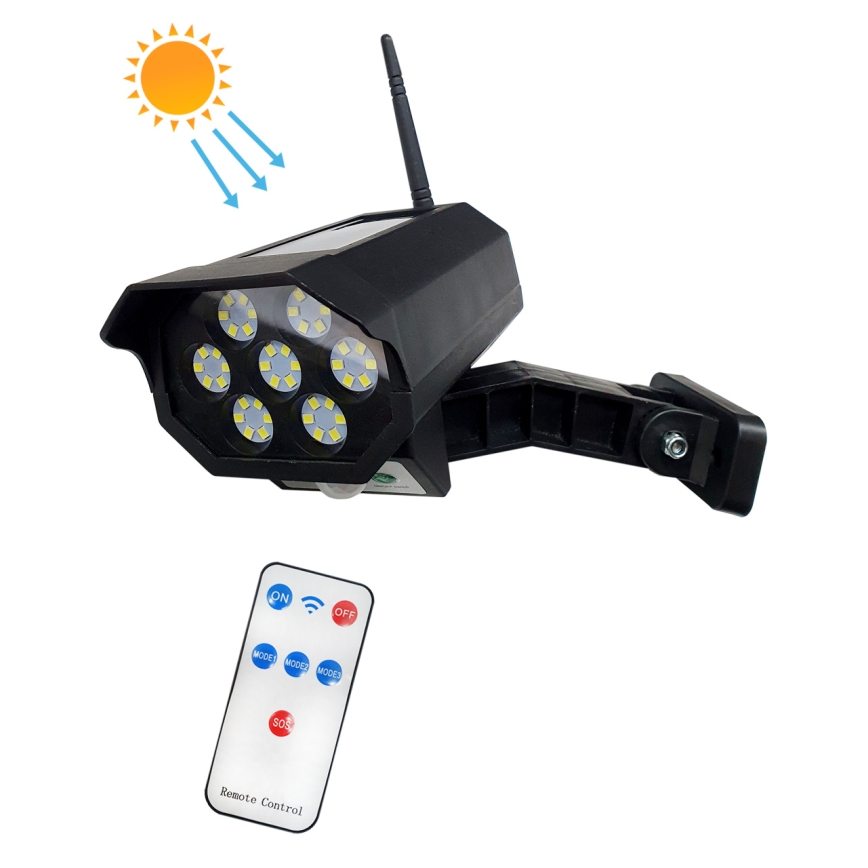 LED Solárna maketa bezpečnostnej kamery so senzorom LED/3,7V IP44 čierna + diaľkové ovládanie